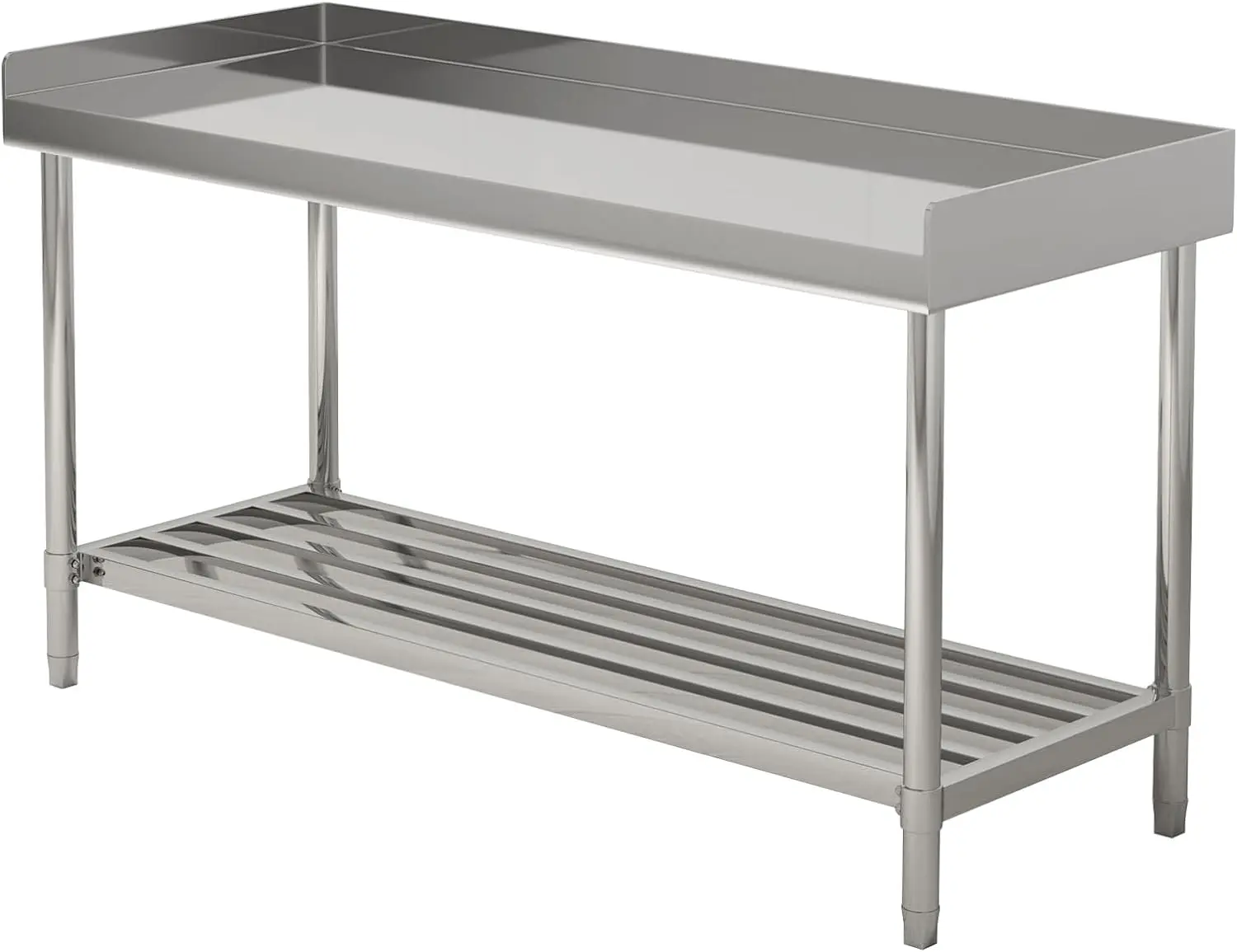 【GARVEE】48 x 24 Inch Stainless Steel Table with Backsplash, NSF Commercial Prep & Workbench & Heavy-Duty Kitchen Island with Undershelf, Commercial Worktable for Dining Room & Home