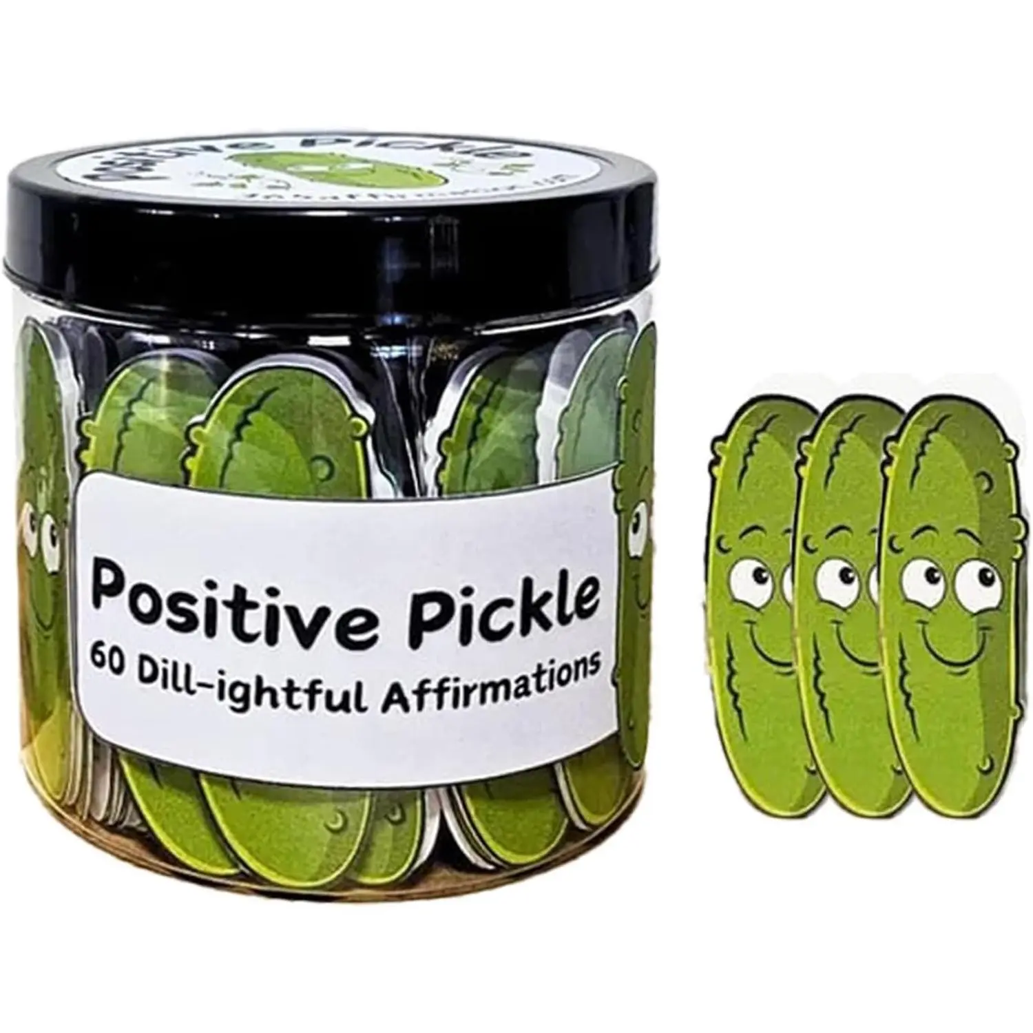 Cucumber Pickle Decorative Jar, 60pcs/set Emotional Sustain Affirmation Cards, Back to School Gifts, Funny Pickle Affirmations, White Elephant Gifts, Teen Girl Gifts Trendy Stuff, Inspirational Mental Health Cards, Party Favors, Encouragement Gifts