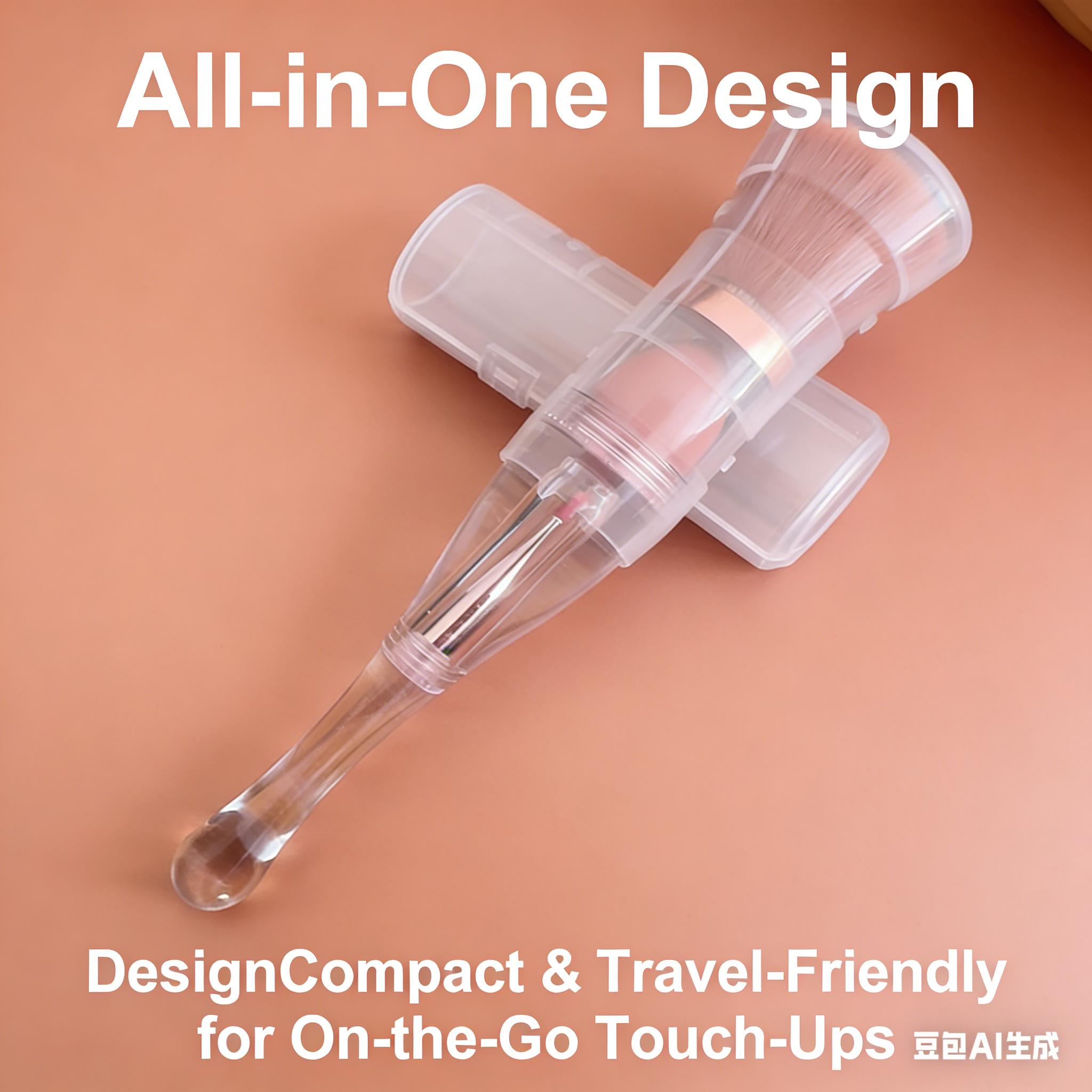 ZOREYA3 -in-1 Multifunctional Portable Makeup Brush | Soft Bristles, All-in-One for Contour, Blush, Highlighter, Eyeshadow & Concealer, Travel-Friendly Skincare Tool shipping free Cream Palette Transparent makeup brushes set sample products dusting