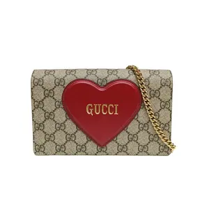Pre-owned GUCCI 【Dina】GUCCI Monogram PVC Gold Hardware Valentine's Day