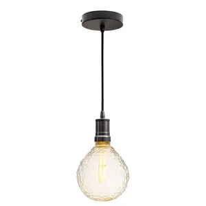 Festive Living 5" G125 Globe Pendant Light with T25 LED Bulb – Shatter-Resistant Silicone-Coated Glass, Gunmetal Black, Indoor/Outdoor, 2700K Warm White, E26 Base