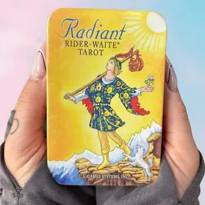 Radiant Rider-Waite Tarot in a Tin - 78 Cards with Vibrant Colors & Blue Sky Backs - Pocket-Sized for Insightful Readings