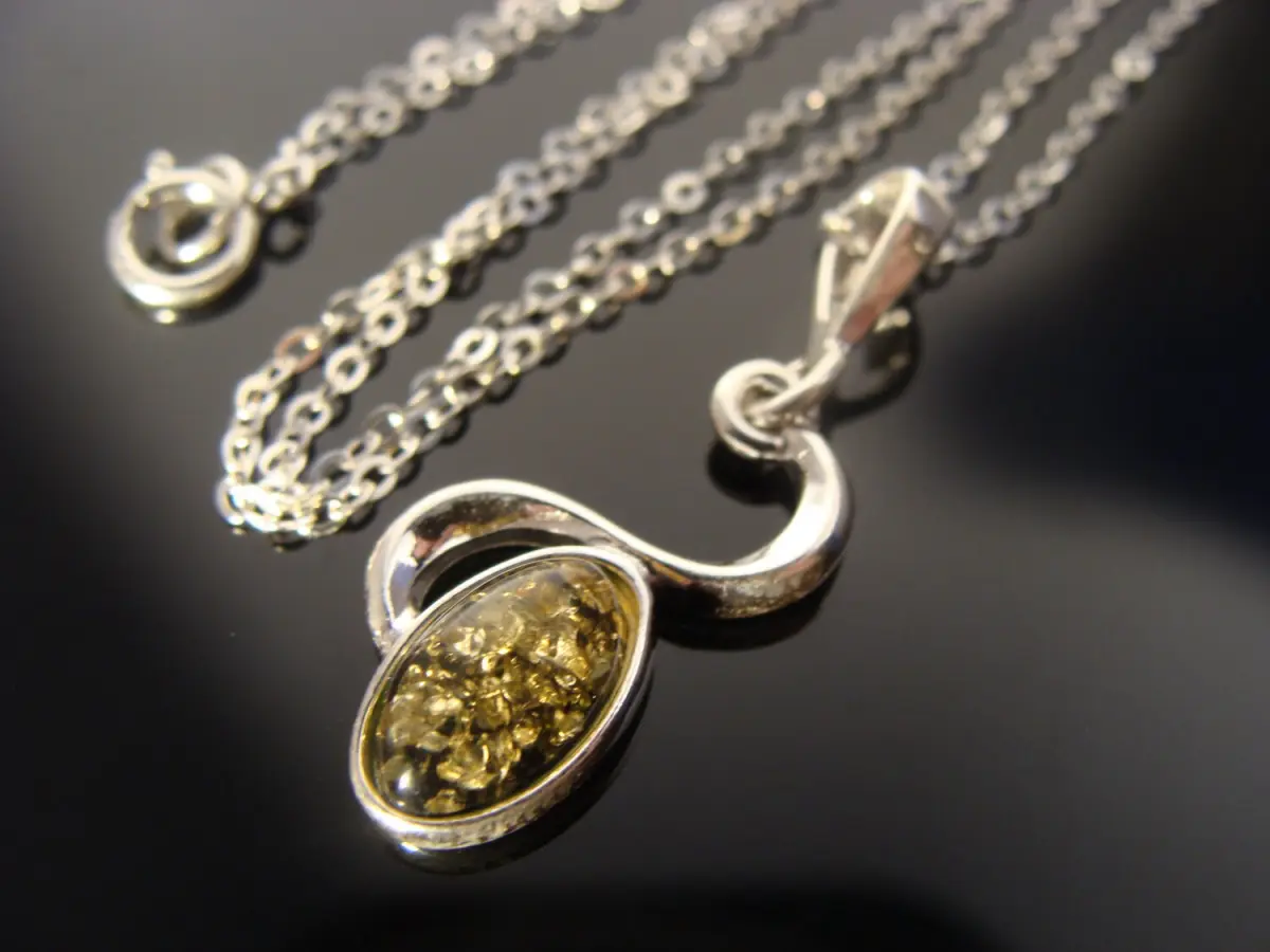Baltic Honey Amber Pendant Necklace: Sterling Silver Gemstone Jewelry