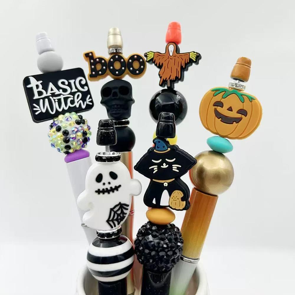 13Pcs DIY Beaded Pen Set Comfort Grip Smooth Writing Pens for Journaling Drawing Crafts with Fun Designs