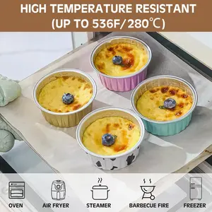 25/50pcs Aluminum Baking Bowls with Lids, Colorful Vertical Patterns, Unique Design, Perfect for Desserts and Baking Enthusiasts