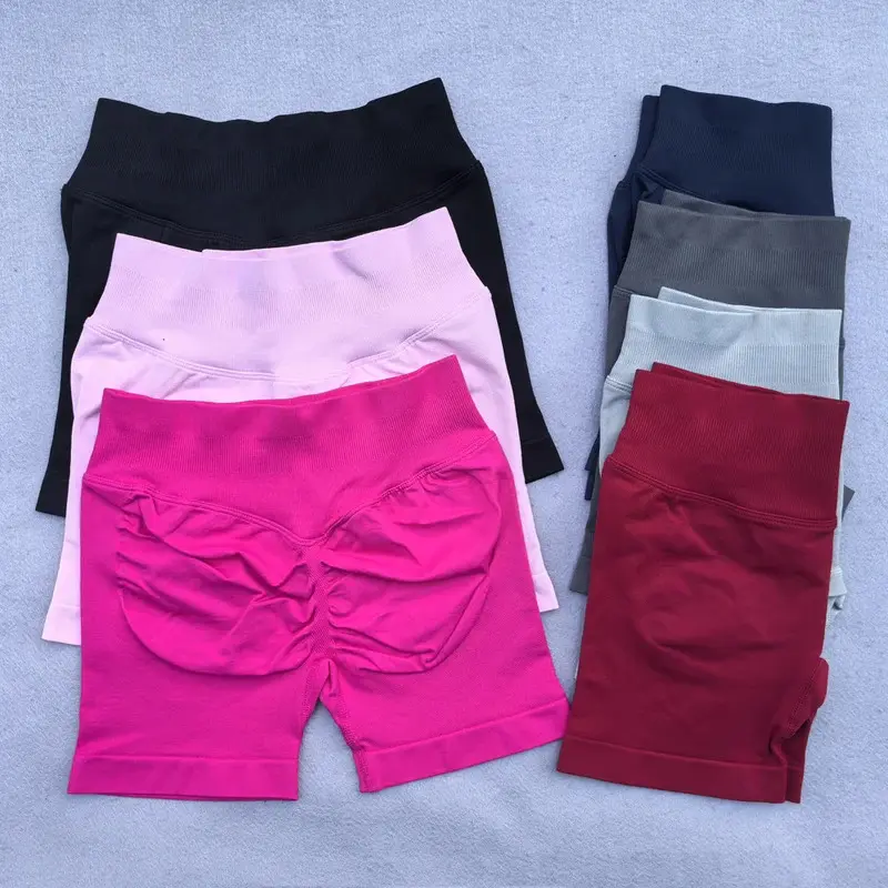 New style4.5" Seamless Shorts Ribbed Yoga Shorts Flex Scrunch Bum Gym Shorts Booty Running Short Butt Lifting Workout Pants