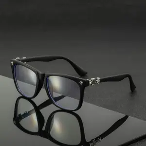 Premium Black Frame Glasses with Skull Design - Stylish Eyewear for Men and Women - Comfortable Fit and Durable Build