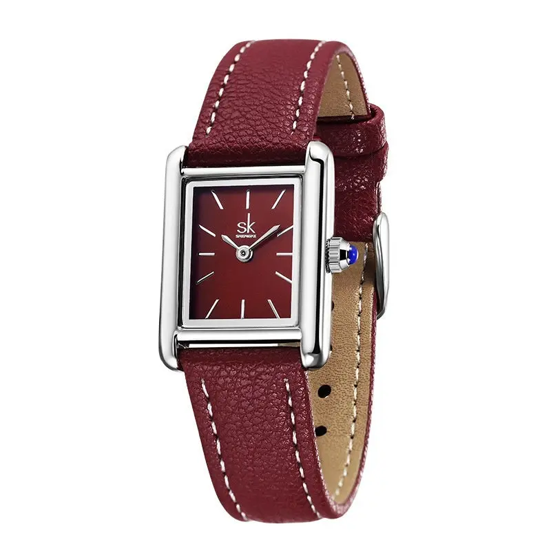Aura Vintage Rectangle Leather Watch for Women | Minimalist Quartz Timepiece
