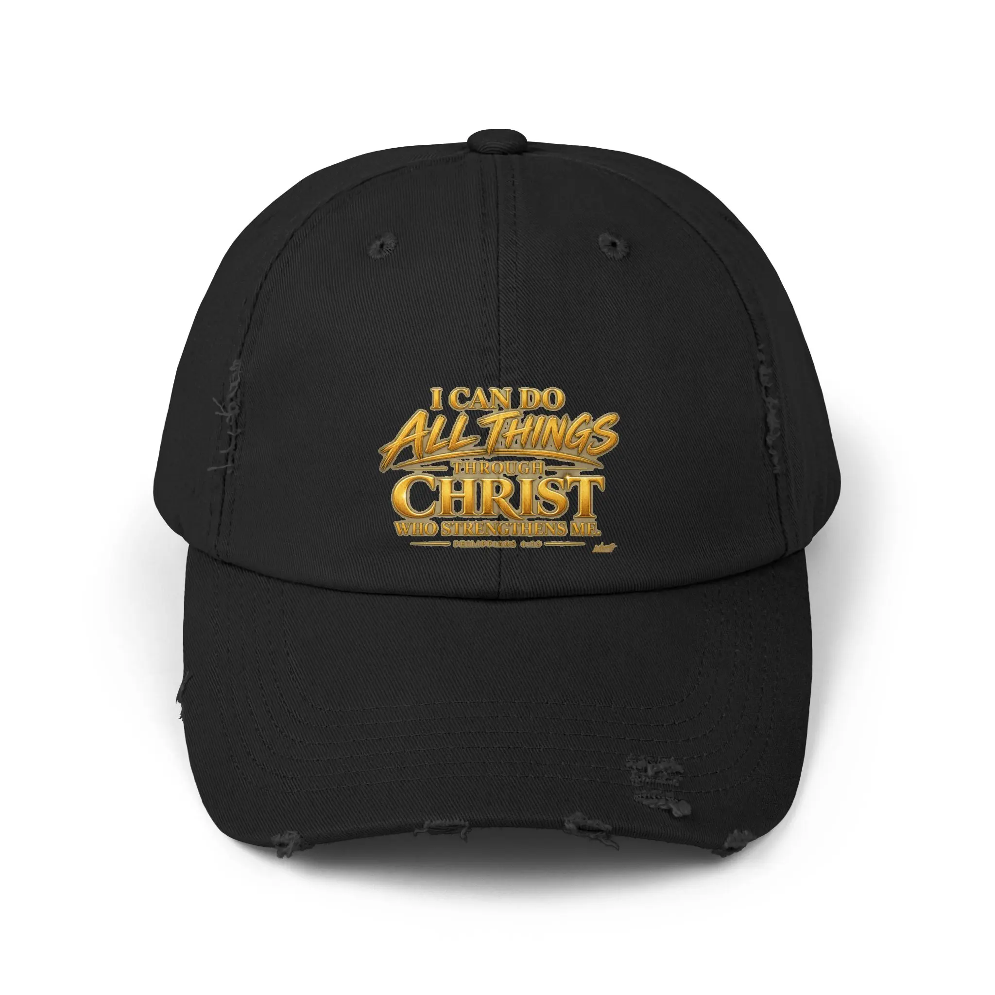 I Can Do All Things Through Christ Cap | Distressed Baseball Hat, Christian Faith Statement