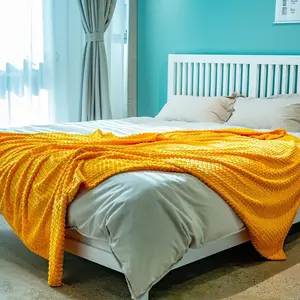 Plush Fleece Throw Blanket Super Soft Lightweight Blanket Yellow 51" * 63"