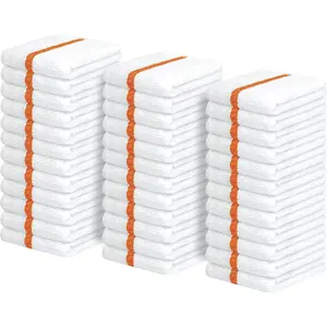 Towels Terry Bar Mop Towels (Value Pack of 36) Size 16"x19" \u2013 Absorbent and Durable, Multipurpose Towels, Cotton Cleaning Rags, Bar Towels, Restaurant Towels, Reusable Shop Rags (Orange) Blue Stripe