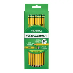 Ticonderoga Wood-Cased Pencils, Pre-Sharpened, #2 HB Soft, Yellow, 30 Count