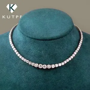 Full Moissanite Diamond Tennis Necklace 3-5mm Gradient S925 Silver Choker Riviera Jewelry With Certificate For Women Men Christmas Halloween Birthday Gift Fashion Item