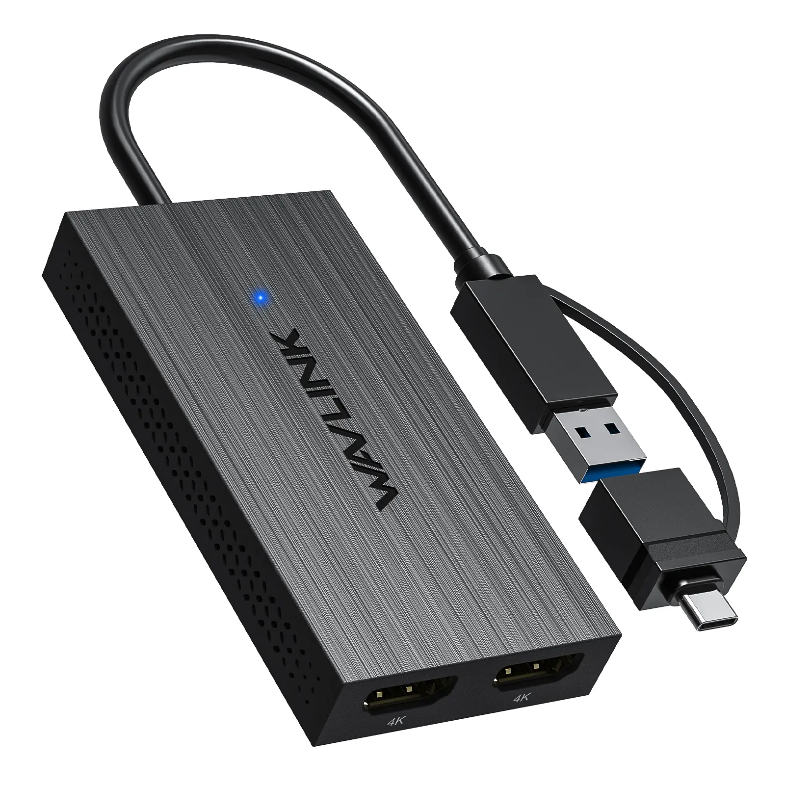 WAVLINK USB-C & USB-A to Dual HDMI Adapter 4K@60Hz for 2 Monitors, DisplayLink Certified, Compatible with Mac M1/M2/M3, Windows, ChromeOS, Android, HarmonyOS (No Linux/iPad/iOS/HDCP) Usb C Hub Usb C Dongle