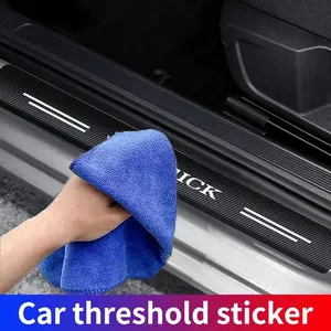 4Pcs For Buick LOGO Car Door Threshold Carbon Fiber Door Sill Protection Strip Scuff Plate Decorative Badge Sticker Accessories