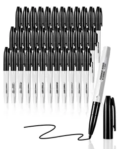 Permanent Marker Set With 36 Black Fine-Point Markers For Office, School And Arts & Crafts, Waterproof And Fade-Resistant Ink, Quick-Drying, Archival Quality, Ideal For Labeling, Writing, Drawing And Craft Projects