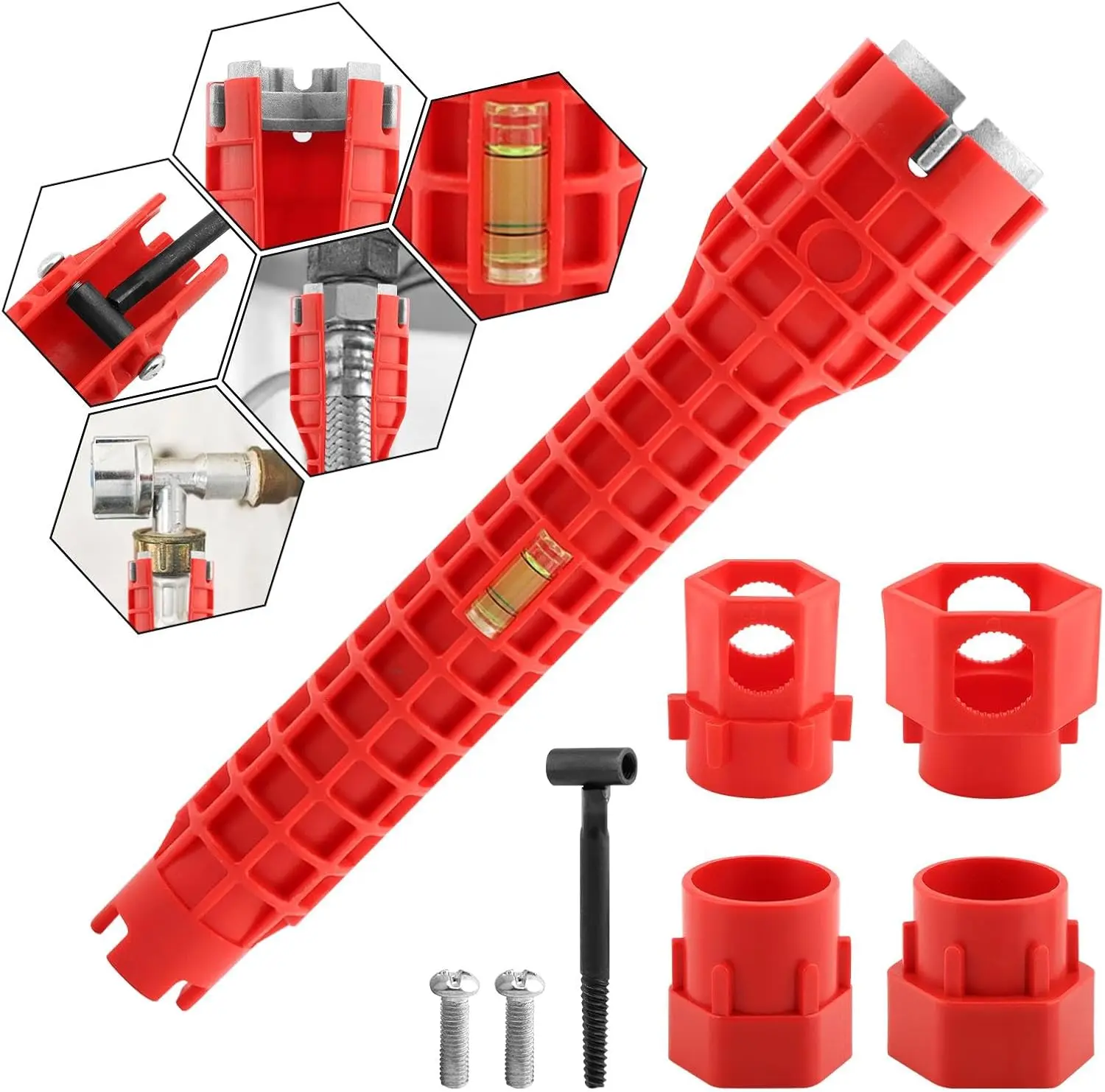 14 in 1 Faucet and Sink Wrench - Plumbing Wrench Installer, Multifunctional Faucet Removal Tool for Pipes Wrench under Bathrooms, Toilets, Kitchens, Sinks