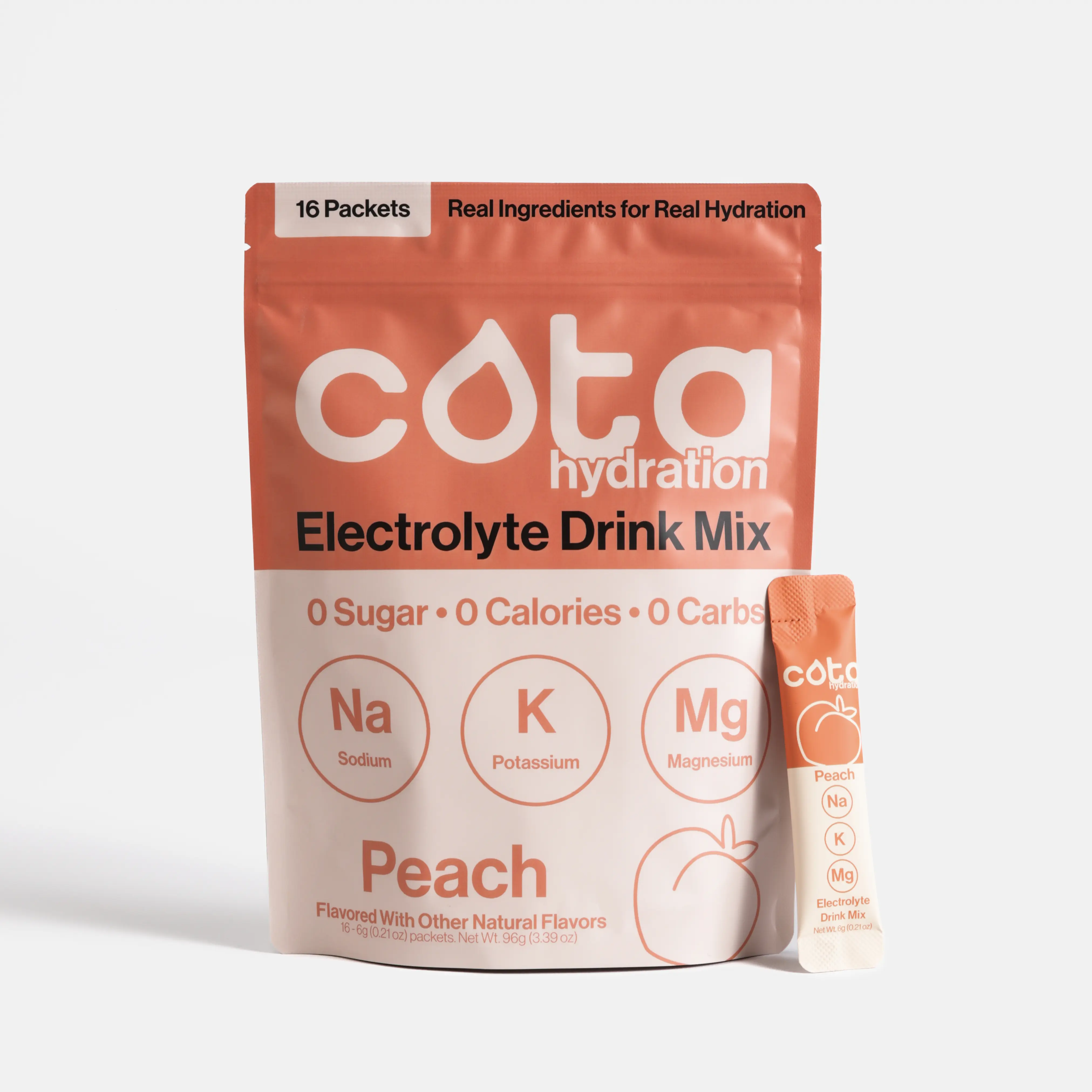 Cota Hydration Electrolyte Drink Mix | Peach Flavor | Refreshing Taste | Sugar-Free | All-Natural