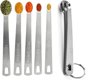 Measuring Spoons Set Includes 1/4 1/8 1/16 1/32 1/64 Tablespoon and Teaspoon Measure Liquid and Dry Ingredients