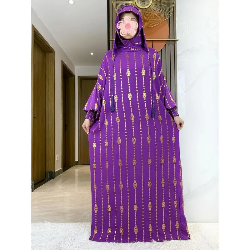 2025 Newest Ramadan Muslim Two Hat Cotton Abaya Dubai Turkey Islam Prayer  Clothes Gold Dust Dress Islam Women Dress Kaftan - TikTok Shop