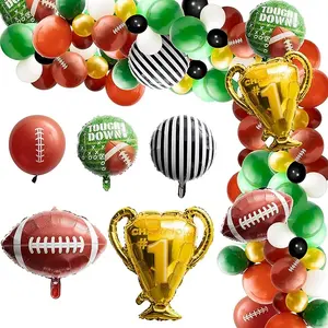 129Pcs Football Balloon Garland Arch Kit, Football Theme Party Favors Decorations Supplies Foil Latex Balloons Celebration Decor, Sports Themed Birthday Decorations for Athletes Men