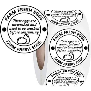 500 Sheets Farm Fresh Egg Stickers, 2 Inch Egg Box Labels, Thank You Purchase Seals, for Chicken Coop, Grocery Store, Home Farm