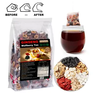 Kidney Recovery & Vitality, Natural Ginseng Wolfberry Ten Treasure Tea 20 Bags, Herbal Formula Beverage for Energy & Traditional Wellness