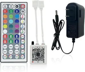 44 Key RGB LED Strip Lights IR Remote Control,Remote Receiver for RGB LED Light Strip, 24V Power Adapter for LED Lights for Bedroom