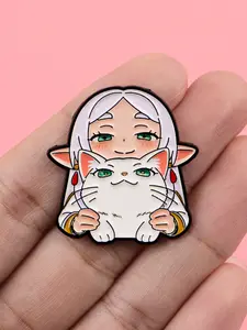 Anime Girl Enamel Pin Clip, Kawaii Unique Zinc Alloy Badge, Backpack Hat Clothing Fashion Accessory, Daily Gift for Colleagues Friends