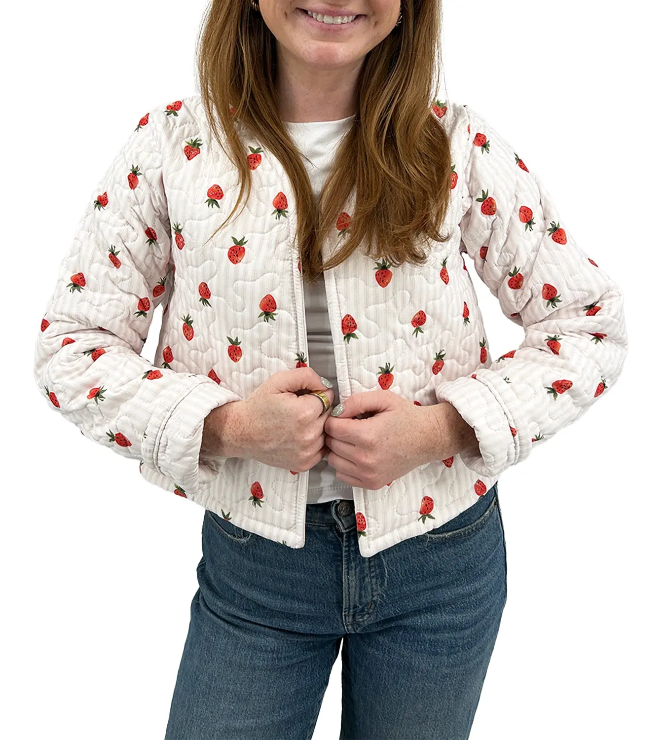 Strawberry Crush Pink Cropped Quilted Jacket