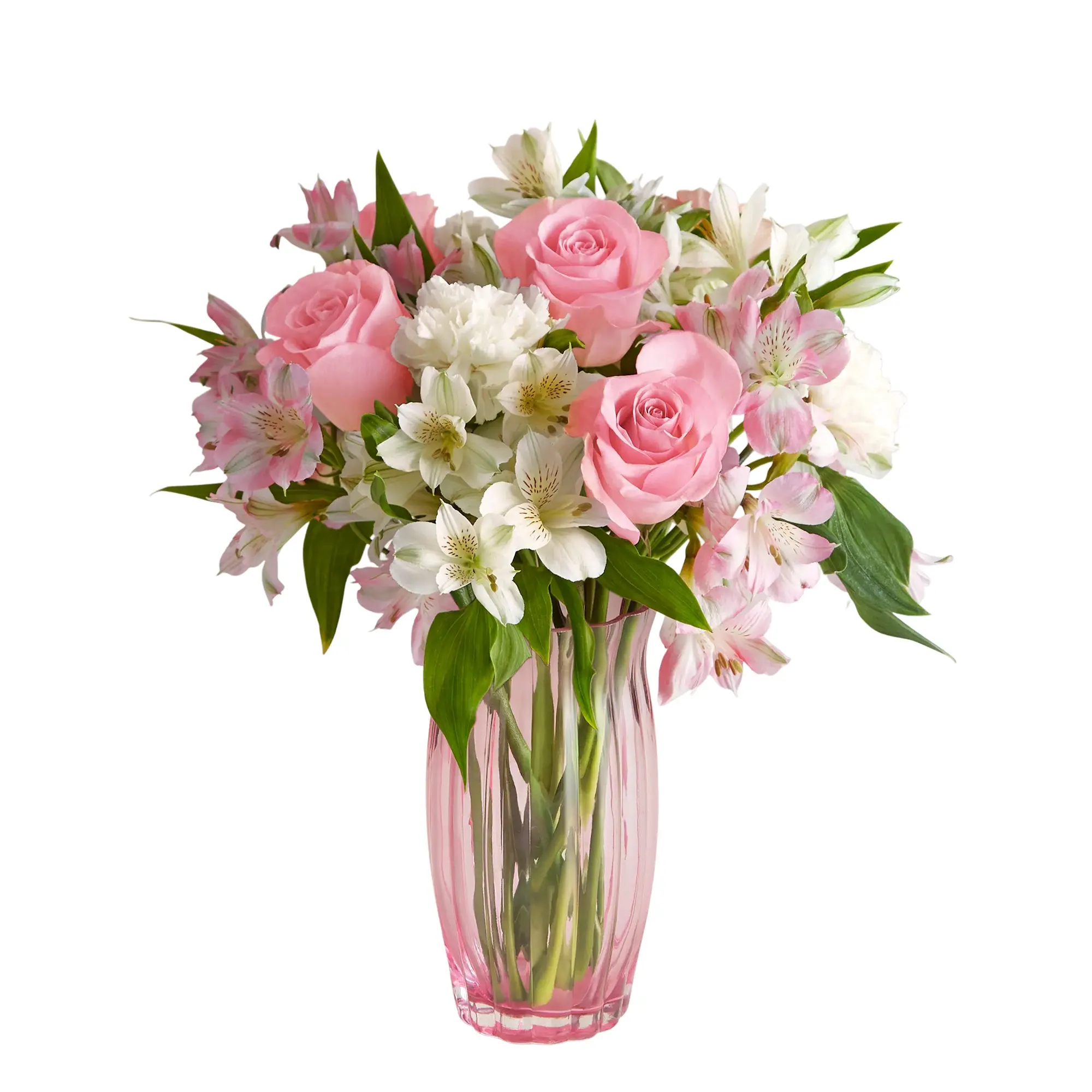 1800 Flowers -Cherished Blooms Single Bouquet with Pink Vase, Fresh Flowers 1800 Flowers -Cherished Blooms Single Bouquet with Pink Vase, Fresh Flowers