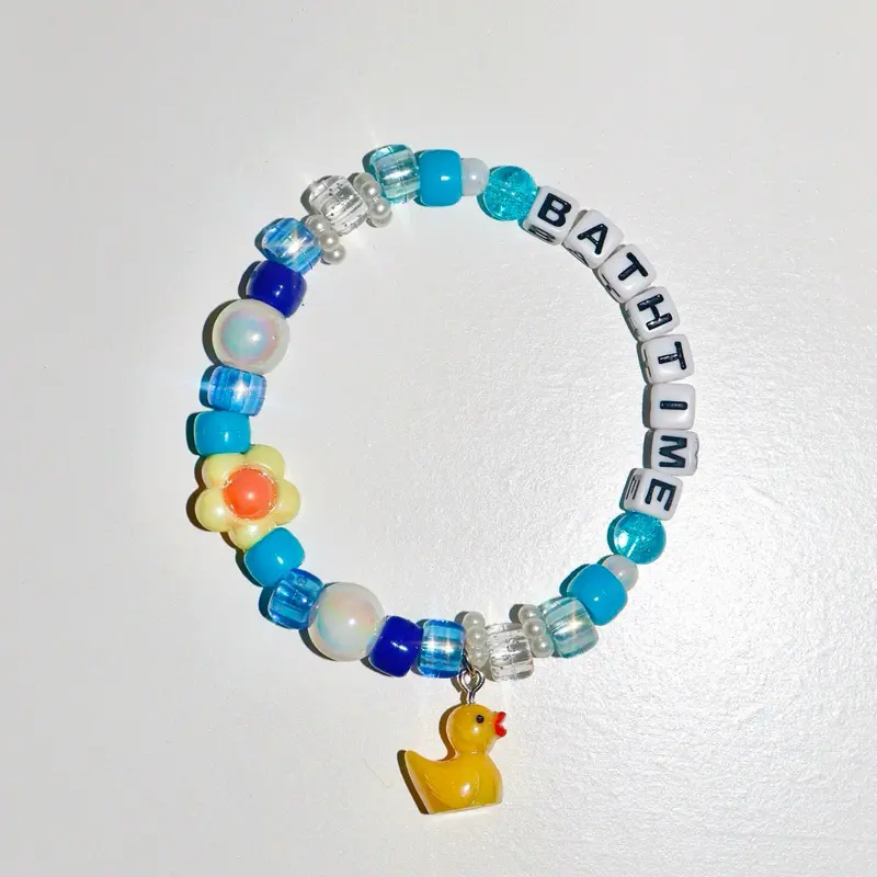 Splash House Collection “Bathtime” Bubble Duck Charm Bracelet – Water‑Core Handmade Festival PLURR Jewelry