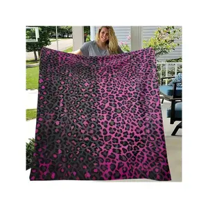 1 Comfortable And Vibrant Purple-Black Leopard Print Flannel Blanket, Stylish, Soft, Warm, Suitable For All Seasons - A Versatile Gift Perfect For Sofa, Bed, Office, And Travel, Ideal Holiday Birthday Present For Family And Friends-30*40in