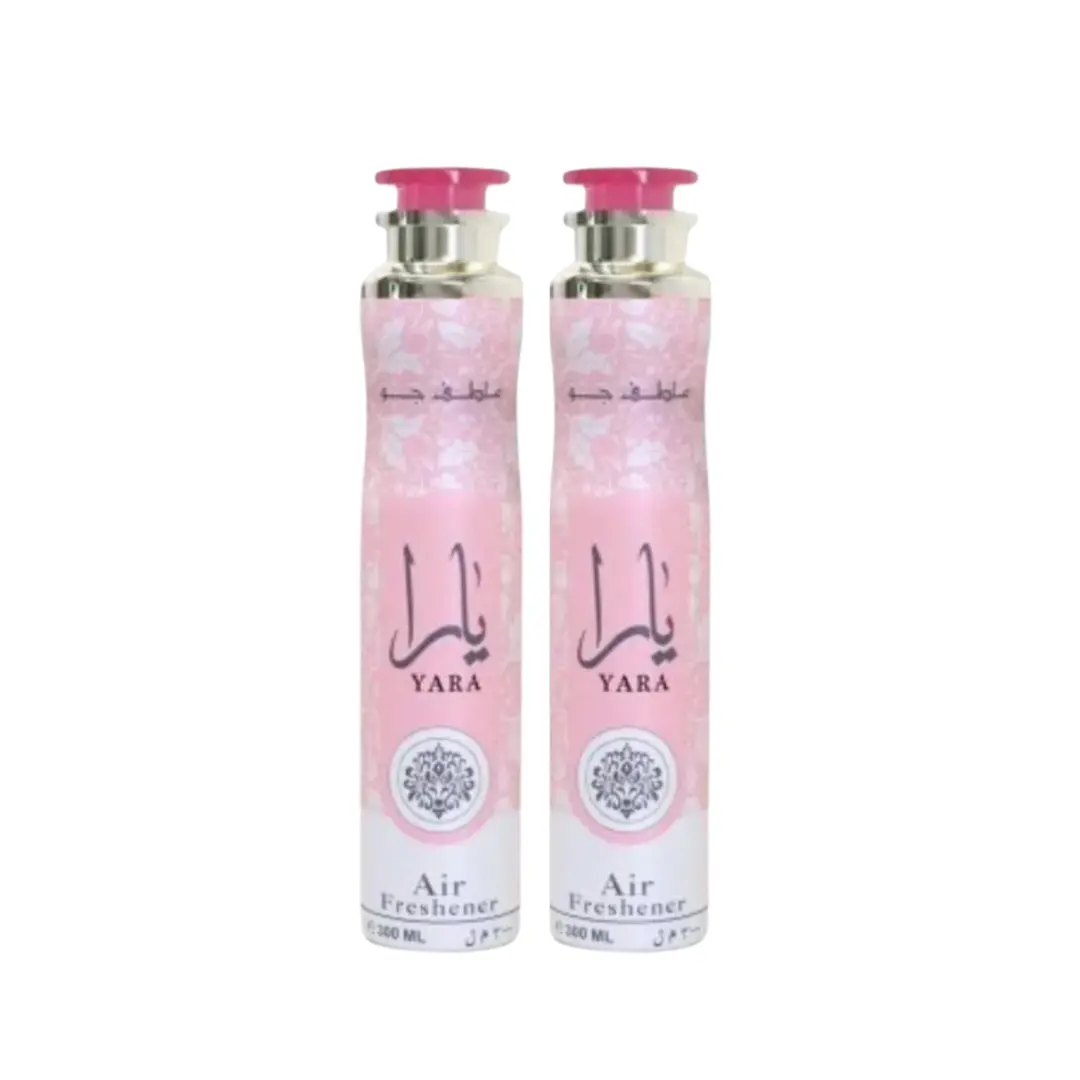 Yara Air Freshener Spray (300ml, Pack of 3) - Premium Arabian Aroma Blend, Flower Scented, Roses & Sandalwood Notes, Long-Lasting Freshness, Car & Fabric Fresh, Neutralizes Lingering Odors, Refreshes Living Rooms, Offices, Cars