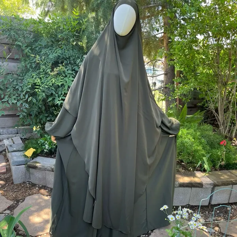 Lantern sleeve dress with long khimar Loose