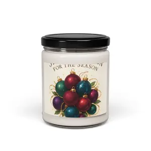 Holiday Ornament Cluster Candle | 9oz Soy Jar, Christmas Baubles Label