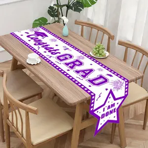 1PC Graduation Season Table Flag and table runner, Decoration for Graduation Happy Party, Holiday Home Polyester Tablecloth, graduation decoration