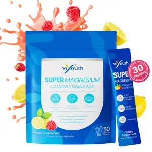 Viyouth Super Magnesium Calming Drink Mix 3-in-1 Formula with KSM-66 Ashwagandha Turmeric GABA Probiotics for Relaxation Mood Balance & Healthy Sleep Cycles 30 Servings
