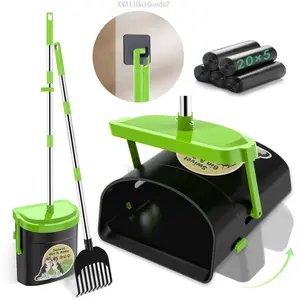 Pooper Scooper Swivel Bin & Rake with 100 Waste Bags, Dog Pooper Scooper Bags Attachment for Large Medium Small Dogs, Long Handle Metal Dog Poop Scooper with Lid Hook for Yard Dog Kennel GreenXXAllDayGoods7
