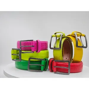 Fabio Valenti Men's Genuine Leather Belt, Handmade,  Fashion & Classic Designs for Work Business and Casual Calfskin Alligator Grain Embossed Belt - 1240