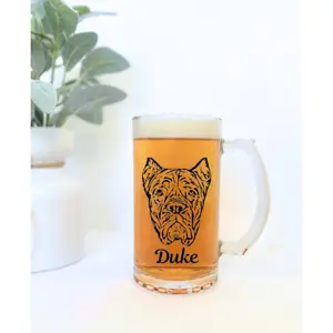 Custom Pet Glass Beer Mug | Personalized Image of you Pet