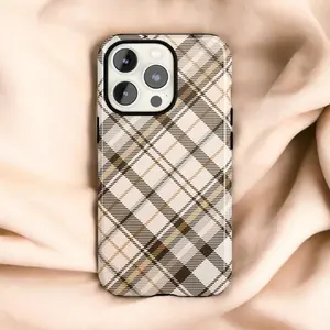 Vintage Plaid Phone Case – Timeless Checkered Pattern with Neutral Aesthetic – Elegant Everyday Gift – Protective Tough Case & MagSafe Compatible for iPhone 17 Pro Max Phone Case 17 Air 16E 16 15 Plus 14 13 12 11 X XS Max XR 7 8 Plus Phone Cases