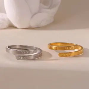 "TRUST GOD" Engraved Adjustable Ring – Faith Jewelry for Men & Women, Personalized Daily or Gift Accessory