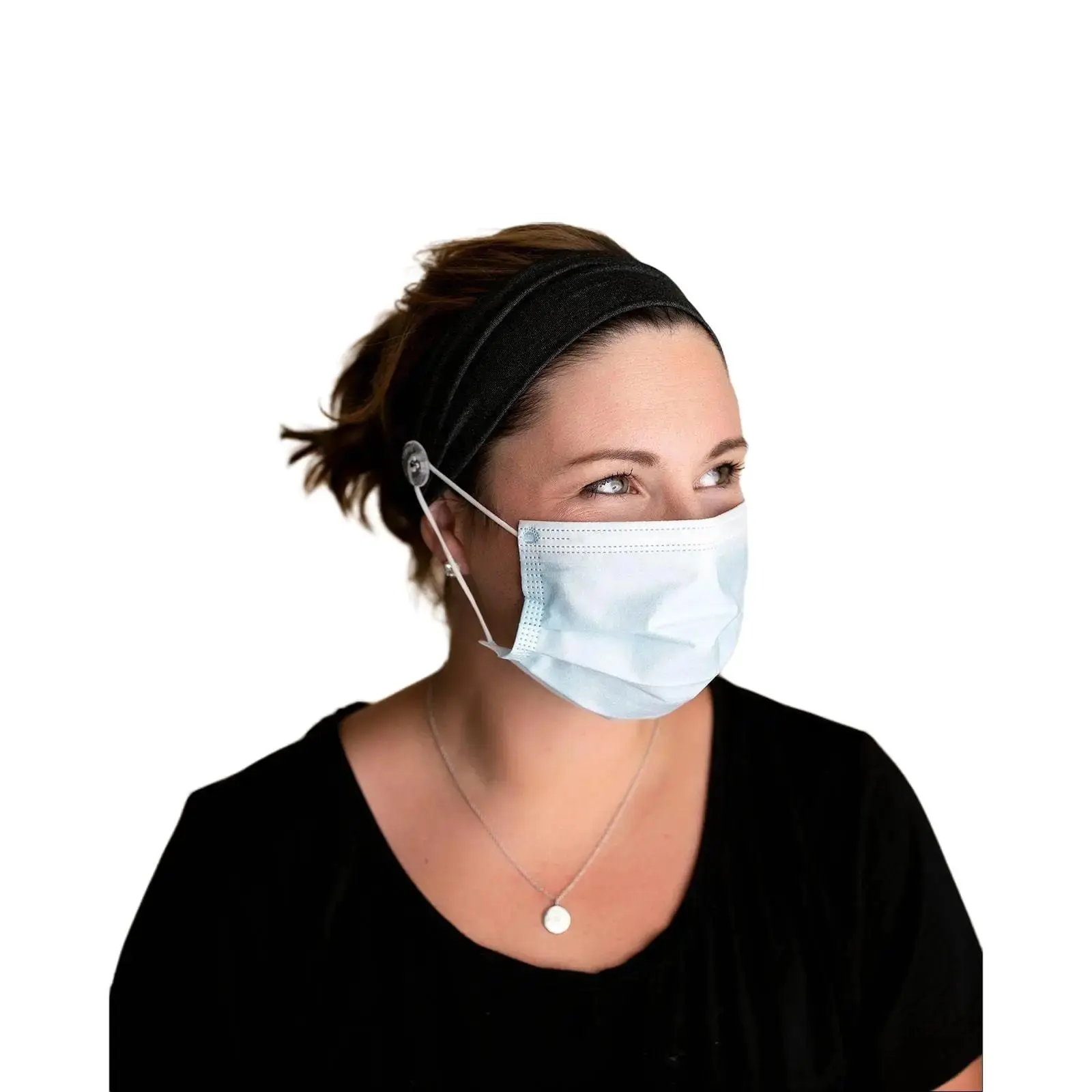 Savior Bands Dark Gray Savior Headbands With Buttons for Masks for Nurses