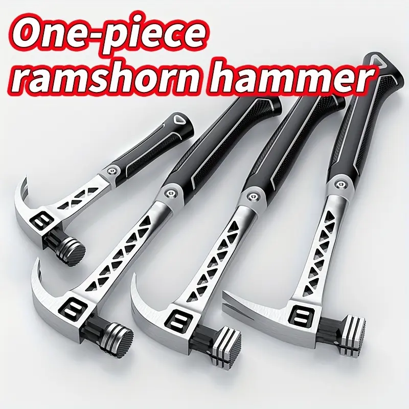 OUDISI Heavy Duty Steel Hammer with Non-Slip TPR Comfort Grip - Multi-Functional Hand Tool for Nails, Carpentry, and Industrial Use, Ergonomic Design, No Batteries Needed, Hammer for Work, Carpentry Accessories, Stylish Metal Surface, Sturdy Structure