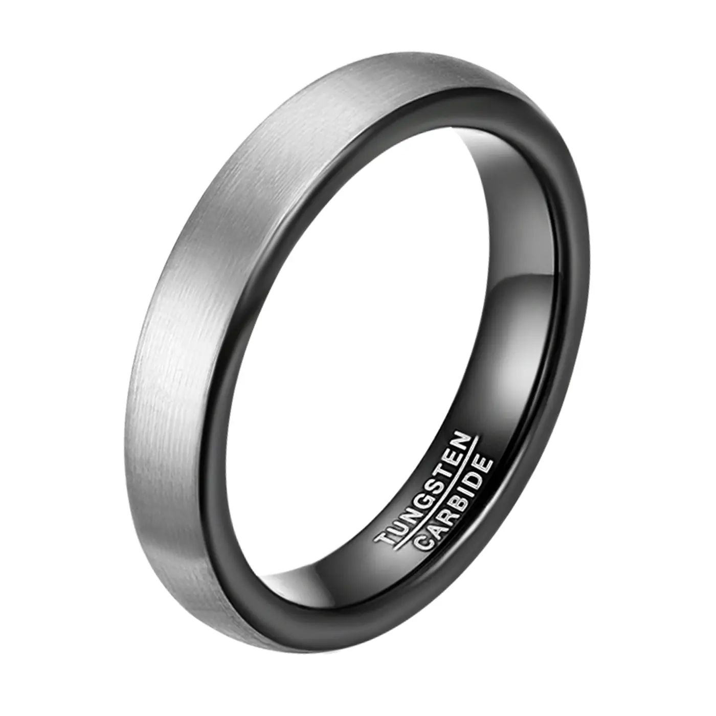 OIDEA 8mm Silver Black Two-Tone Brushed Tungsten Carbide Men's Ring Wedding Engagement Band