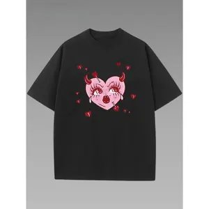 Crying Heart Valentine's Day Graphic Tee Cotton Crew Neck T-Shirt for Sweetheart Style, Emo Romance Vibes & Unique Holiday Gifts