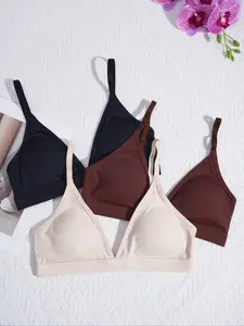 Women's Wireless Bralette Set, Medium Support Knit Fabric, Removable Pads, Adjustable Straps, Soft & Lightweight Design