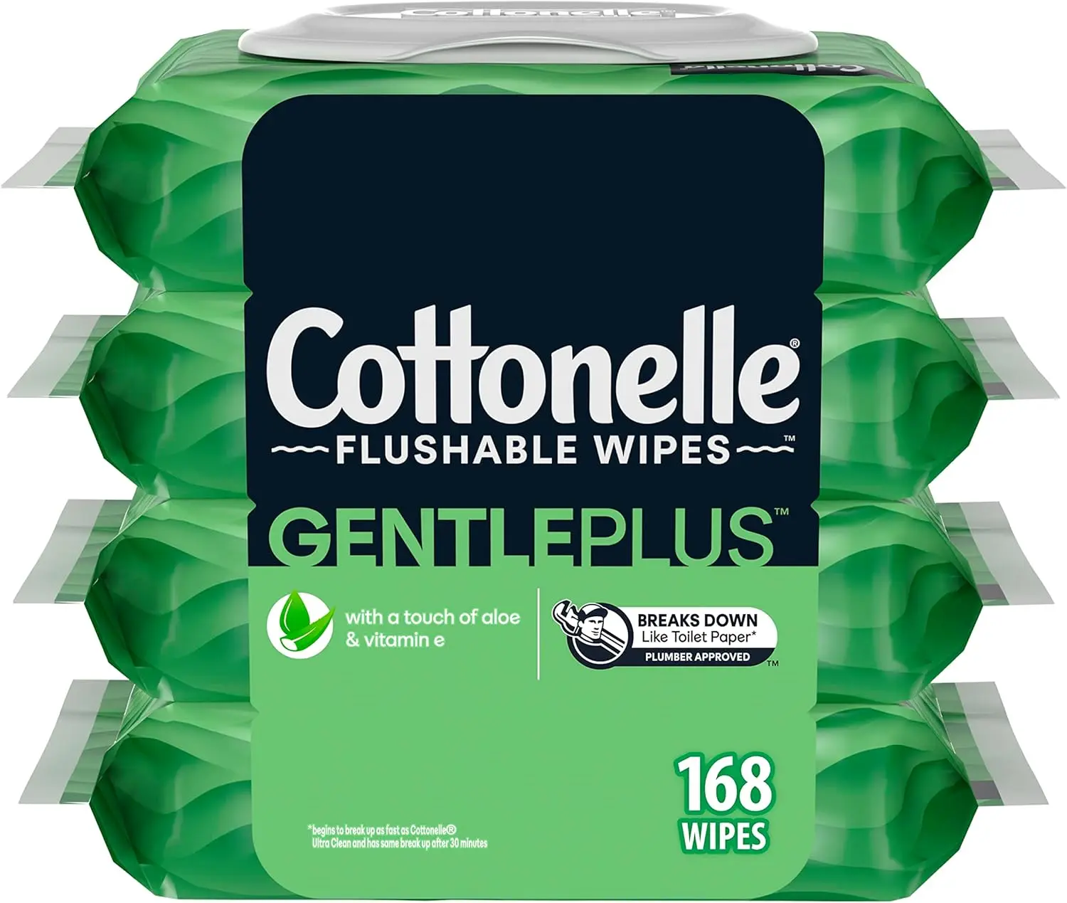 4 Flip Top Packs Gentle Plus Flushable Wet Wipes