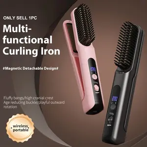 Portable Lithium Battery 5000mah Large Capacity Hair Straightener Comb, Cordless Straightener, Fast Heating, LCD Display Four Heat Settings, Women's Gift, Curling Iron